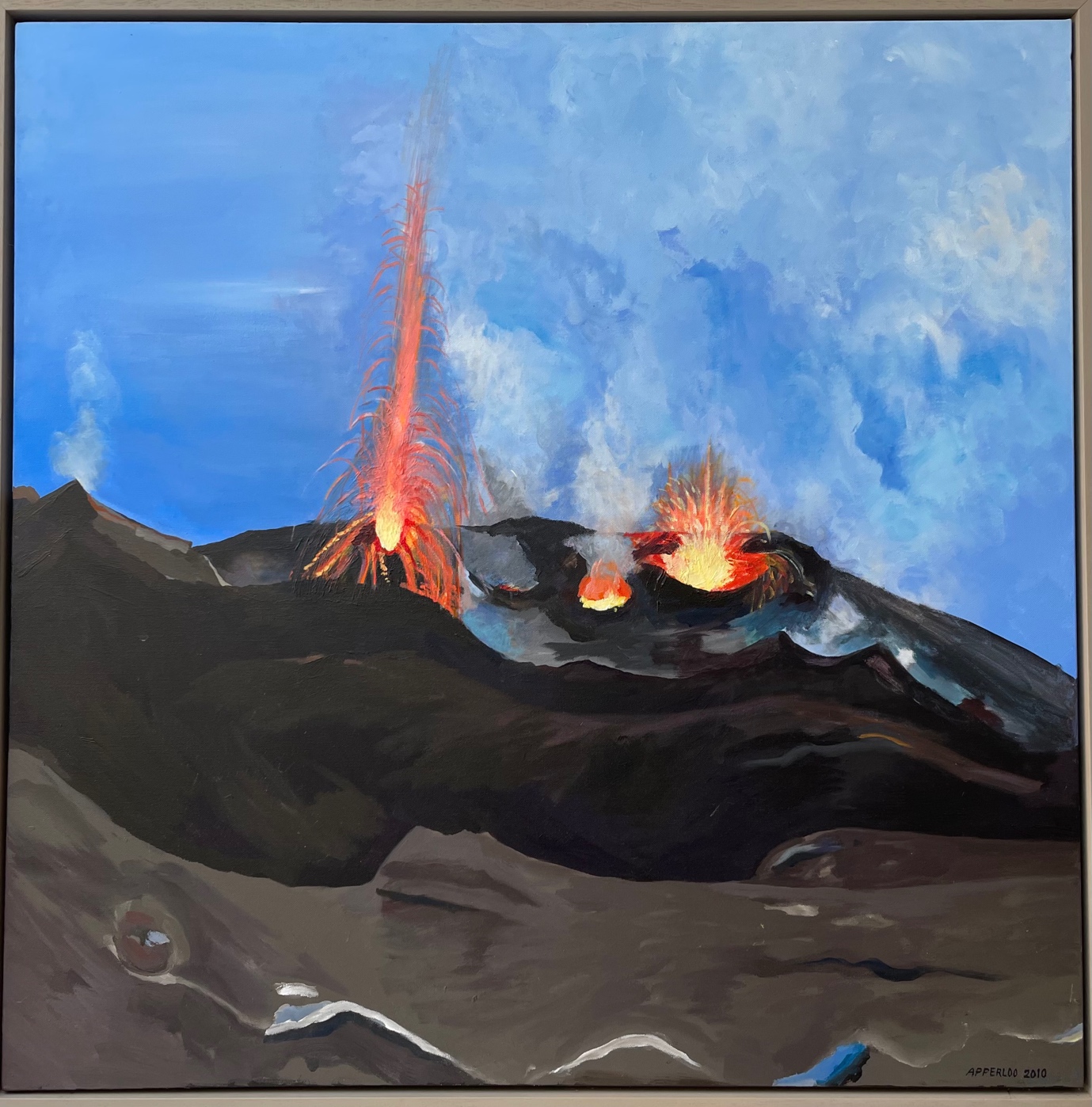 A volcano erupting with lava

Description automatically generated with low confidence